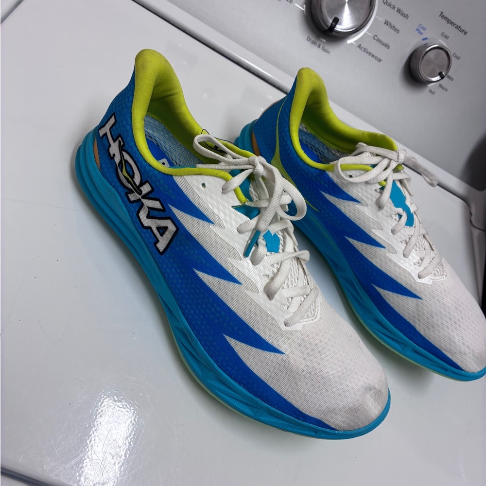 Hoka Vibrant White and Blue Athletic‎ Track Shoes